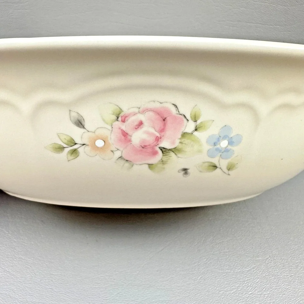 Pfaltzgraff Tea Rose Vegetable Bowl  Pink Floral Stoneware Serving Cottagecore
